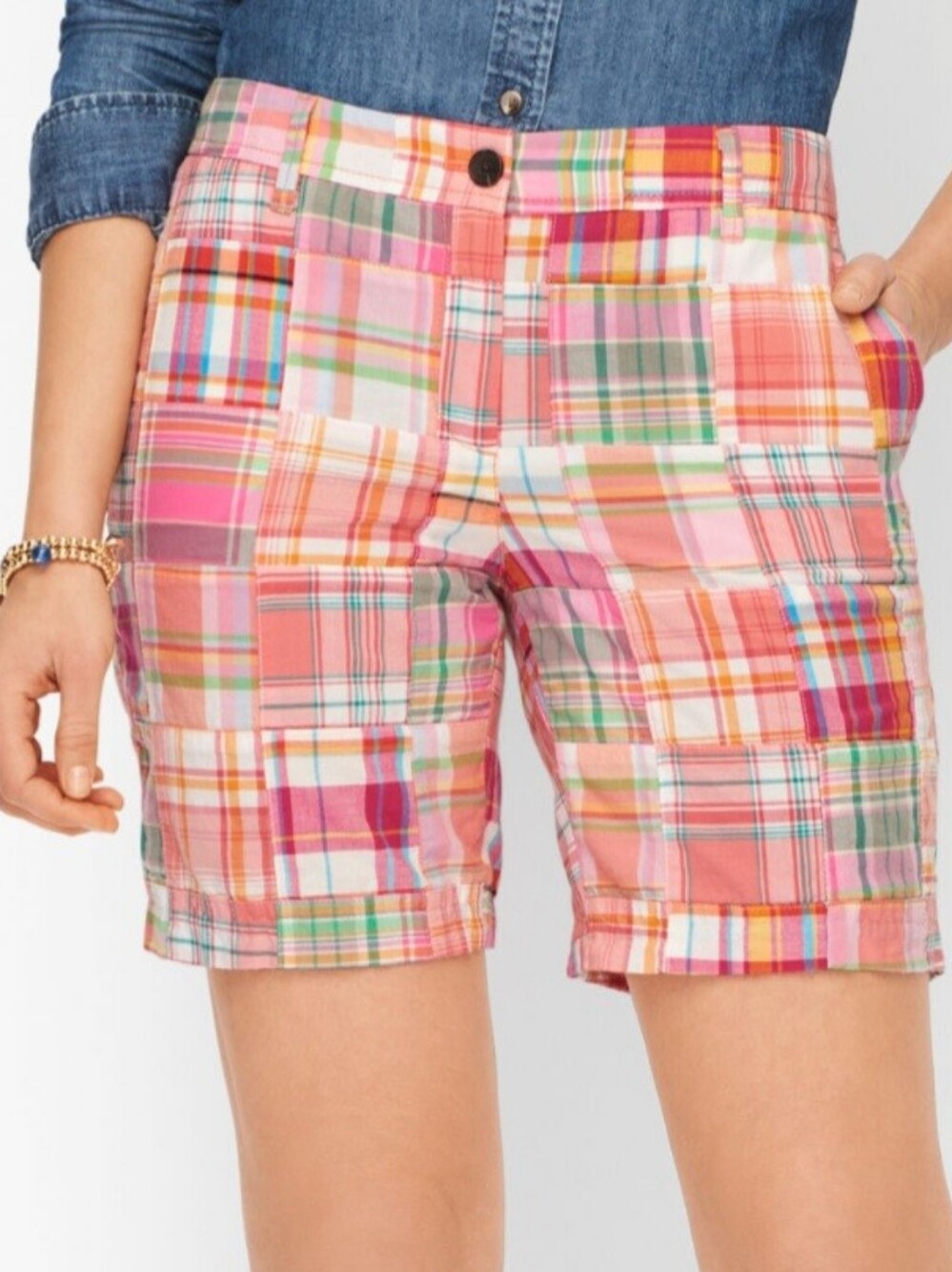 Weatherproof Relaxed Chino Patchwork Shorts In Pink Color Size 6